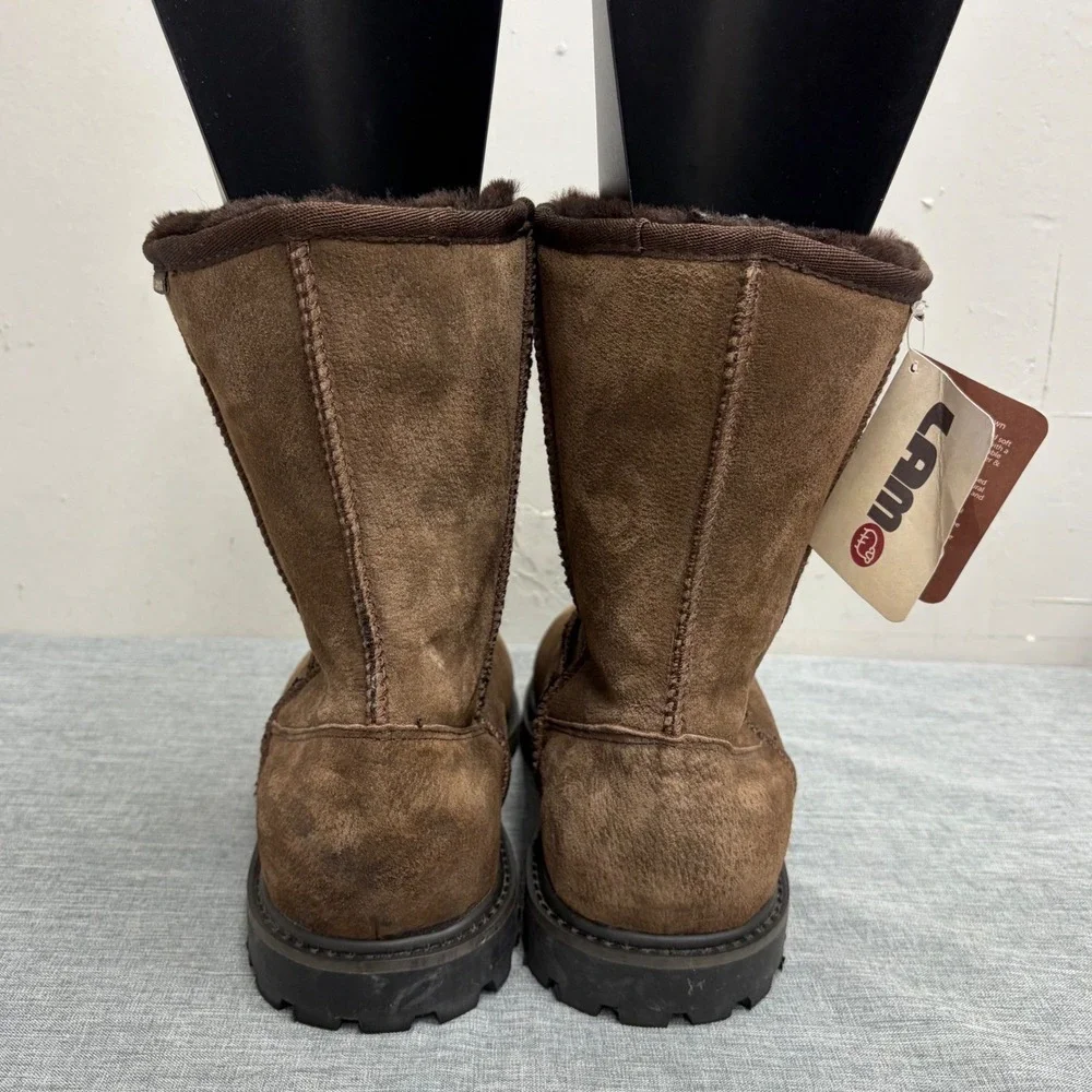 Lamo Boots Mens Size 12 Brown Suede Faux Fur Lined Rugged Lug Sole LF00000002